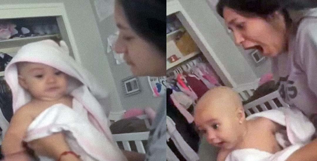 Padre afeita la cabeza de su bebé para gastar una broma a su mujer 2